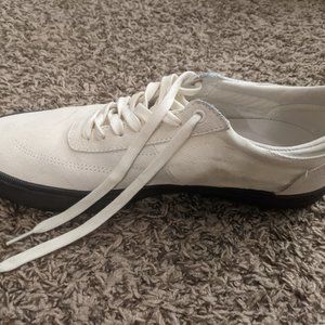White Suede Vans off the Wall Sneakers